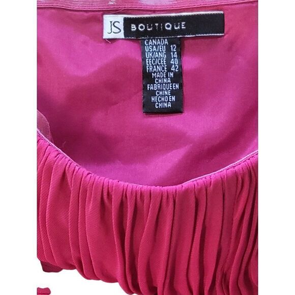 JS Boutique Strapless Cocktail Dress Women Sz 12 Purple Mini Ruffled Designer - Picture 5 of 7